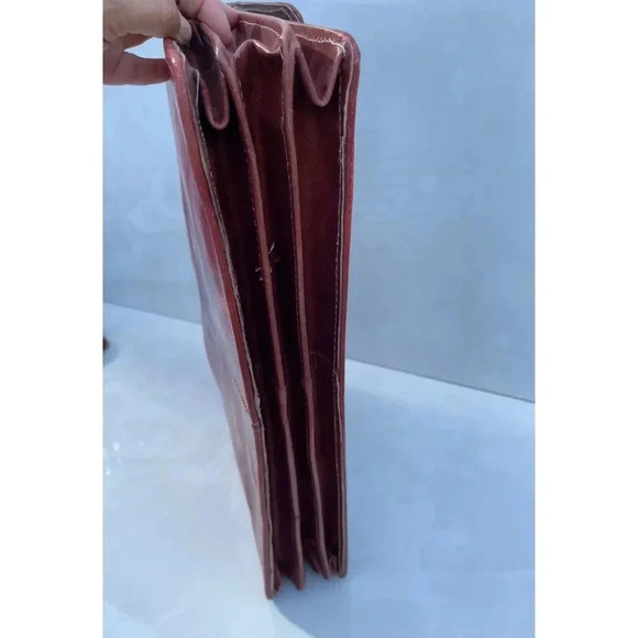 Leather Professional Mens Briefcase Case Document Bag Handbag Brown 16x12 - Picture 10 of 14